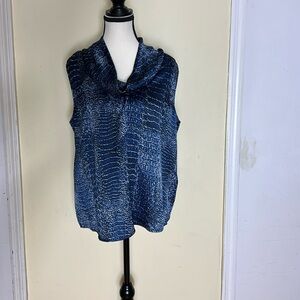 *NEW WITH TAGS* Halston Navy Tonal Snake De Serpent Marine Sleeveless Top